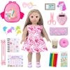BDDOLL Doll Clothes and Accessories School Supplies Playset for 18 Inch Girl Doll with Doll Clothes,School Bags, Student Cards, Glasses, Pencils, calculators, Scissors, notebooks, etc view 1