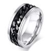 SWOPAN Men's Spinner Fidget Anxiety Ring 8MM Stainless Steel Black Spin Chain Ring for Men Women Anxiety Stress Relief Rotation Wedding Engagement Band Stepped Grooved Edge Comfort Fit, Black, Size 7 view 1