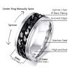 SWOPAN Men's Spinner Fidget Anxiety Ring 8MM Stainless Steel Black Spin Chain Ring for Men Women Anxiety Stress Relief Rotation Wedding Engagement Band Stepped Grooved Edge Comfort Fit, Black, Size 7 view 2