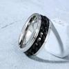 SWOPAN Men's Spinner Fidget Anxiety Ring 8MM Stainless Steel Black Spin Chain Ring for Men Women Anxiety Stress Relief Rotation Wedding Engagement Band Stepped Grooved Edge Comfort Fit, Black, Size 7 view 3