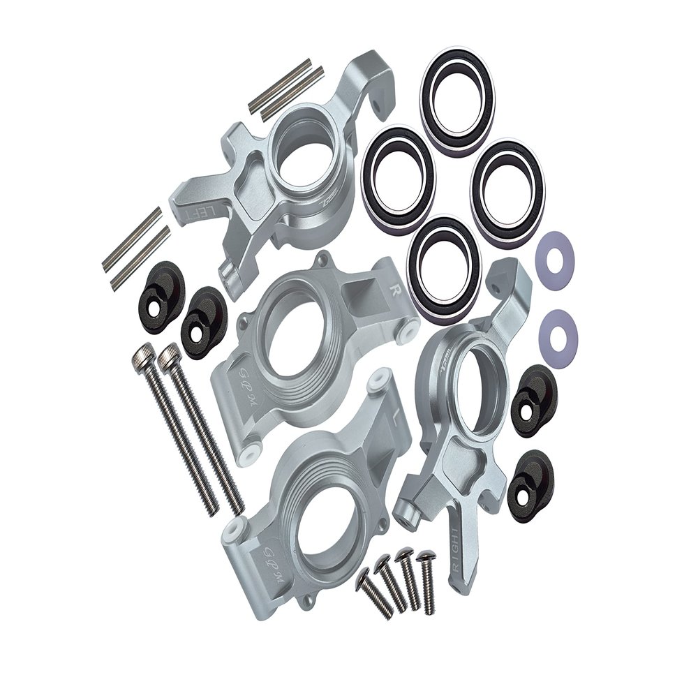 GPM 24Pc Set Upgrades Aluminum Front & Rear Oversized Knuckle Arm for 1/5 X-MAXX 6S Monster Truck & 1/5 X-MAXX 8S Monster Truck RC Cars (Silver)
