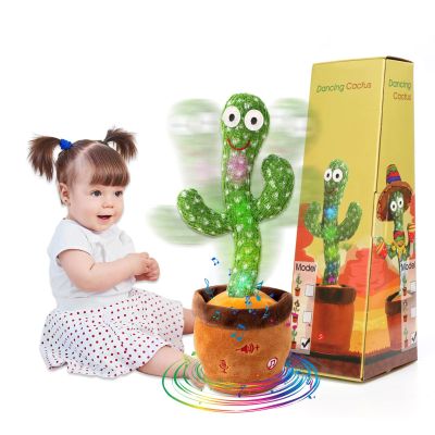 MIAODAM Singing Talking Cactus Toy Repeating What You Say, Adjustable Volume Dancing Cactus Baby Toy Glowing Plush Toy for Baby Gift