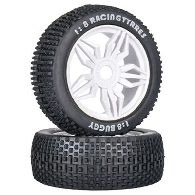 2pcs 1/8 Off-Road Vehicle Tires Multicolor Small Ding Wear-Resistant Racing Rally Tire RC Remote Control Short Truck Model Car (White)