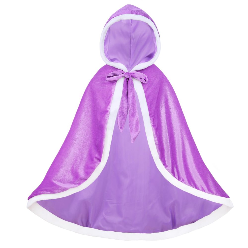 Century Star Girls Fur Purple Princess Cape with Hooded Cloak for Little Girls Christmas 7-9 Years