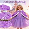 Century Star Girls Fur Purple Princess Cape with Hooded Cloak for Little Girls Christmas 7-9 Years view 2