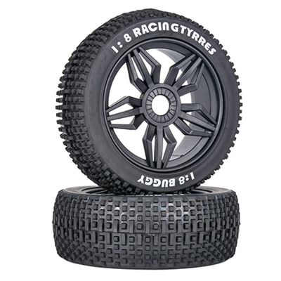 2pcs 1/8 Off-Road Vehicle Tires Multicolor Small Ding Wear-Resistant Racing Rally Tire RC Remote Control Short Truck Model Car (Black)