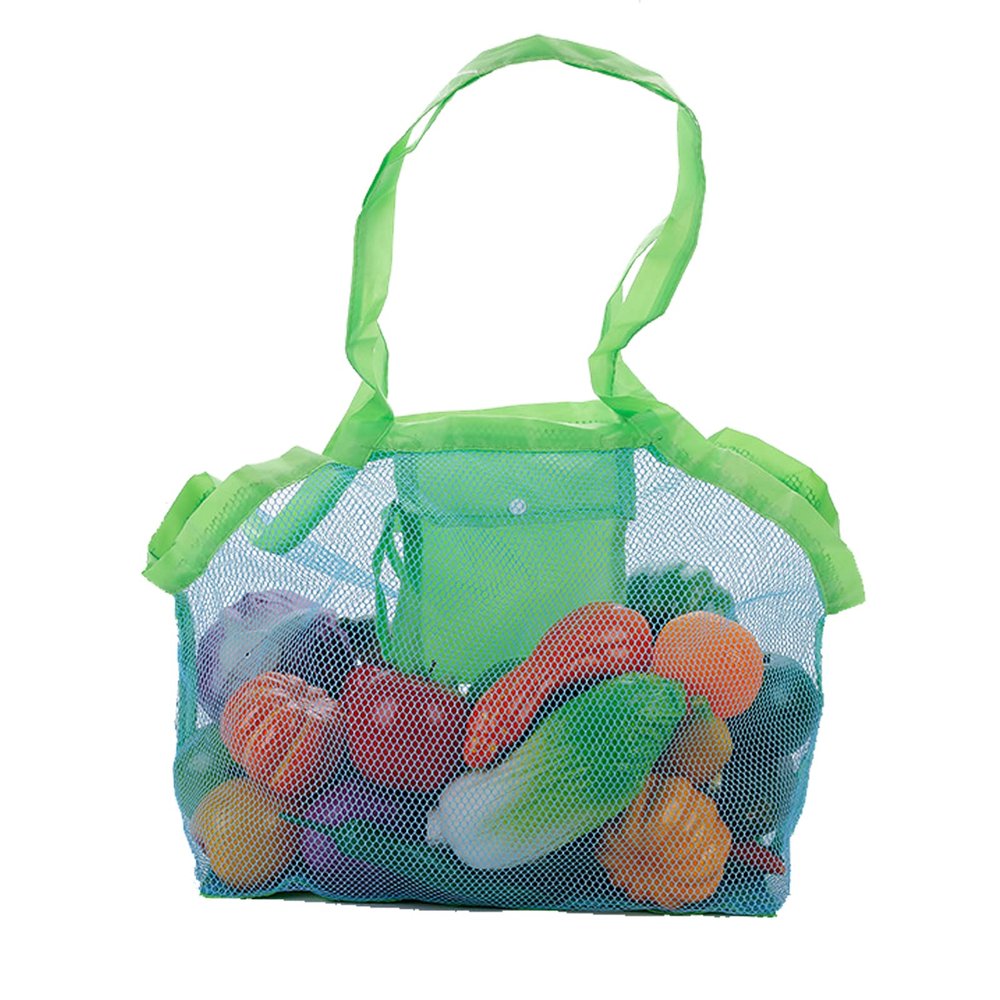 Mesh Beach Bag for Toys Beach Toy Bag Away from Sand Bag Toys Organizer, Foldable Lightweight Kids Sea Shell Bags (Blue)