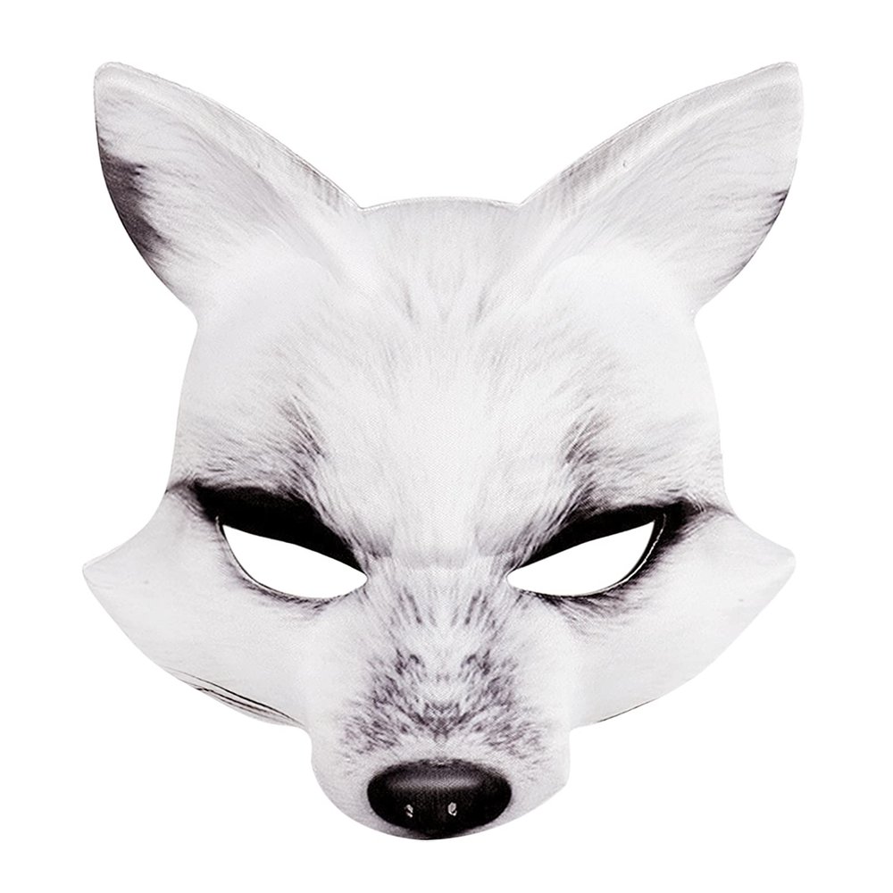NICEYST Fun Animal Halloween Mask Furry Half Face Mask Bunny Masks Halloween Cosplay Costume Carnival Party Costume Props (Style 2-White Lowrie)