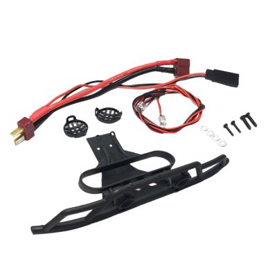 DYNWAVE Front Bumper with Headlights Crash Buffer Bumper DIY Repalce for 144010 144001 124017 124019 1:14 RC Car Accessories Parts