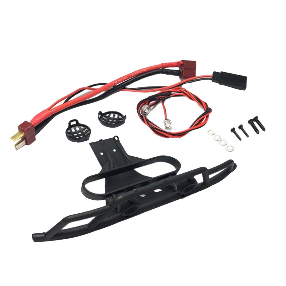 DYNWAVE Front Bumper with Headlights Crash Buffer Bumper DIY Repalce for 144010 144001 124017 124019 1:14 RC Car Accessories Parts