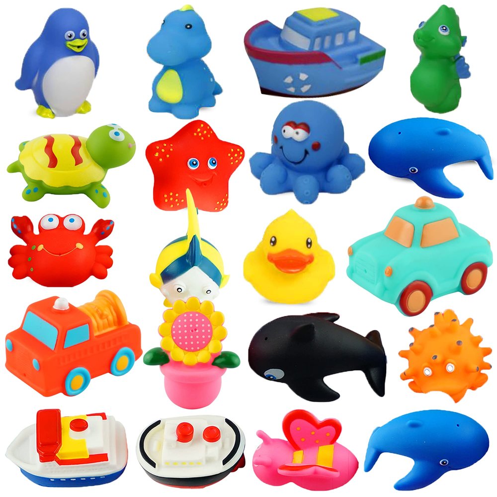 Dimple Set of 20 Floating Bath Toys, Sea Animals Squirter Toys for Boys & Girls, Assorted Sea Animals Friends, Squeeze to Spray! Tons of Fun, Great for Kids & Toddlers