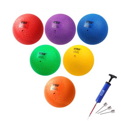 GSE Games & Sports Expert 10-Inch Inflatable Playground Balls Set with Pump, Kickball, Bouncy Dodge Ball, Handball for Kids/Adults, Perfect for Recess Ball Games, Gym, Yoga, Schools Sports Activities