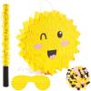 Lewtemi Sun Piata for Summer Birthday Party Yellow Piata with Stick, Blindfold, Confetti for Adults Birthday Baby Shower Party Supplies view 1