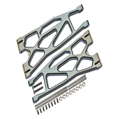 Aluminum 6061-T6 Front Or Rear Extended Lower Arms For Traxxas 1:5 X Maxx 8S With WideMAXX #7895 / XRT 8S Monster Truck Upgrades - Gray Silver
