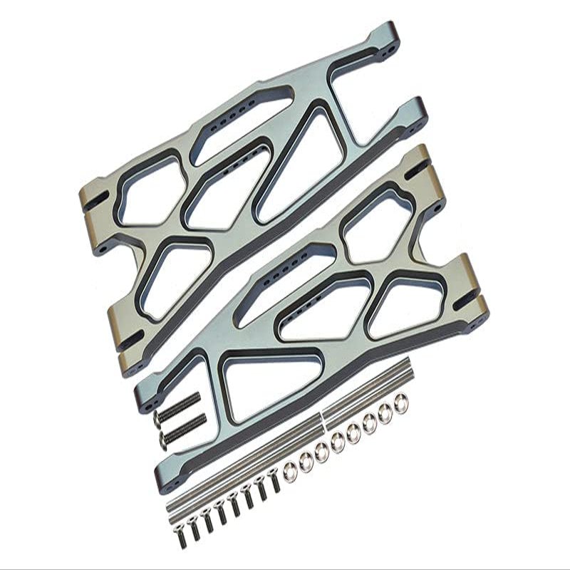 Aluminum 6061-T6 Front Or Rear Extended Lower Arms For Traxxas 1:5 X Maxx 8S With WideMAXX #7895 / XRT 8S Monster Truck Upgrades - Gray Silver
