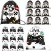 Eccliy 20 Pcs Video Game Party Favor Bags Gamer Birthday Party Drawstring Bags for Kids Boys Girls 12 x 10 Inch Gaming Goodie Treat for Game on Theme Decorations Supplies(Black, White,Vivid Style) view 1