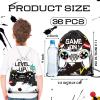 Eccliy 20 Pcs Video Game Party Favor Bags Gamer Birthday Party Drawstring Bags for Kids Boys Girls 12 x 10 Inch Gaming Goodie Treat for Game on Theme Decorations Supplies(Black, White,Vivid Style) view 2