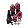 Aluminum 7075-T6 Hex Adapters (+6.5mm) And Wheel Lock For Traxxas 1:8 4WD Sledge 95076-4/1:10 E-Revo 2.0 VXL Brushless 86086-4/1:10 4WD Maxx With WideMAXX 89086-4 - 20Pc Set Red view 1