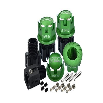 Aluminum 7075-T6 Hex Adapters (+6.5mm) And Wheel Lock For Traxxas 1:8 4WD Sledge 95076-4/1:10 E-Revo 2.0 VXL Brushless 86086-4/1:10 4WD Maxx With WideMAXX 89086-4 - 20Pc Set Green