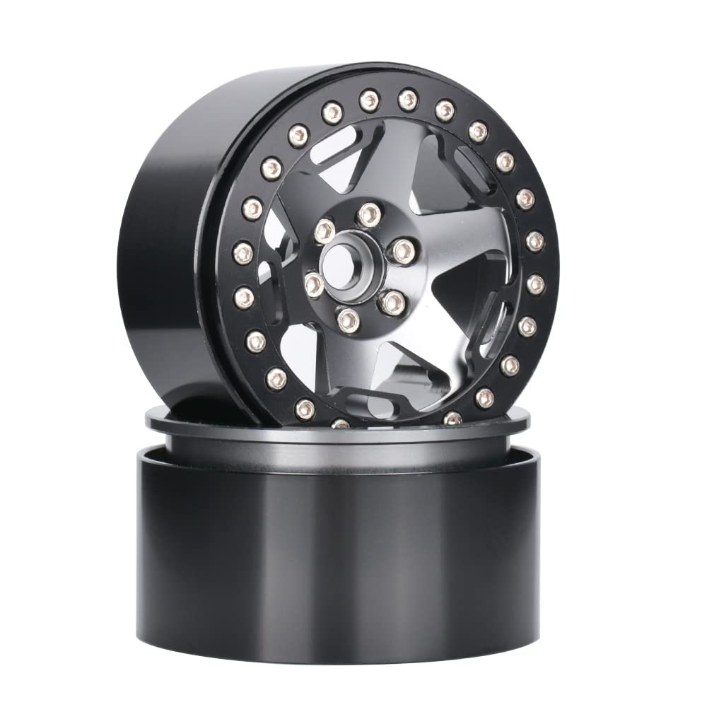 2pcs RC Car 1/8 1/10 for KM3 Tank 300 Universal Wheel Hub Climbing Model Car 2.2 Inch Metal Wheel Tire Modification LT18072 (Grey)