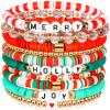 Leitee 10 Pcs Christmas Bracelets Gifts for Women Heishi Surfer Bracelets Polymer Clay Stretch Jewelry Party Favor Supplies view 1