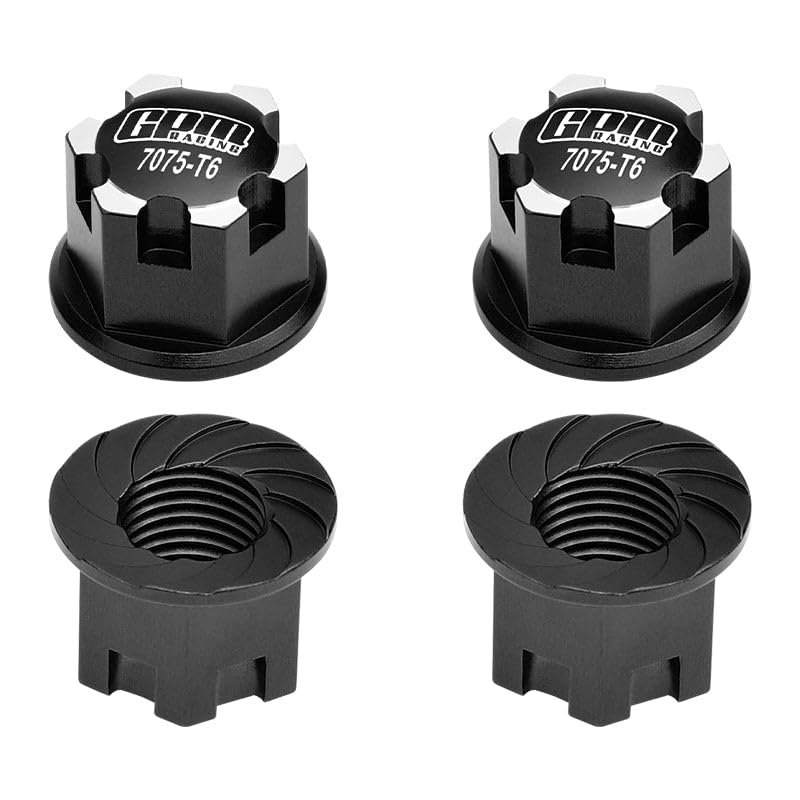 Aluminum 7075-T6 Wheel Lock for Traxxas 1:8 4WD Sledge / 1:5 X Maxx 6S / X Maxx 8S / XRT 8S / 1:6 Sand Car 8S / 1:10 E-Revo 2.0 VXL / 1:10 Maxx with WideMAXX - 4Pc Set Black