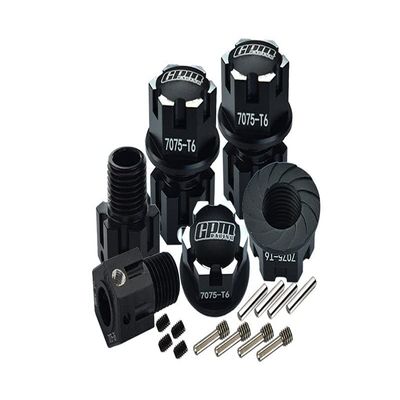 Aluminum 7075-T6 Hex Adapters (+6.5mm) And Wheel Lock For Traxxas 1:8 4WD Sledge 95076-4/1:10 E-Revo 2.0 VXL Brushless 86086-4/1:10 4WD Maxx With WideMAXX 89086-4 - 20Pc Set Black