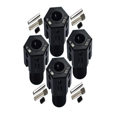 Aluminum 7075-T6 Hex Adapters (+6.5mm) For Traxxas 1:8 4WD Sledge 95076-4/1:10 E-Revo 2.0 VXL Brushless 86086-4/1:10 4WD Maxx With WideMAXX 89086-4 - 16Pc Set Black