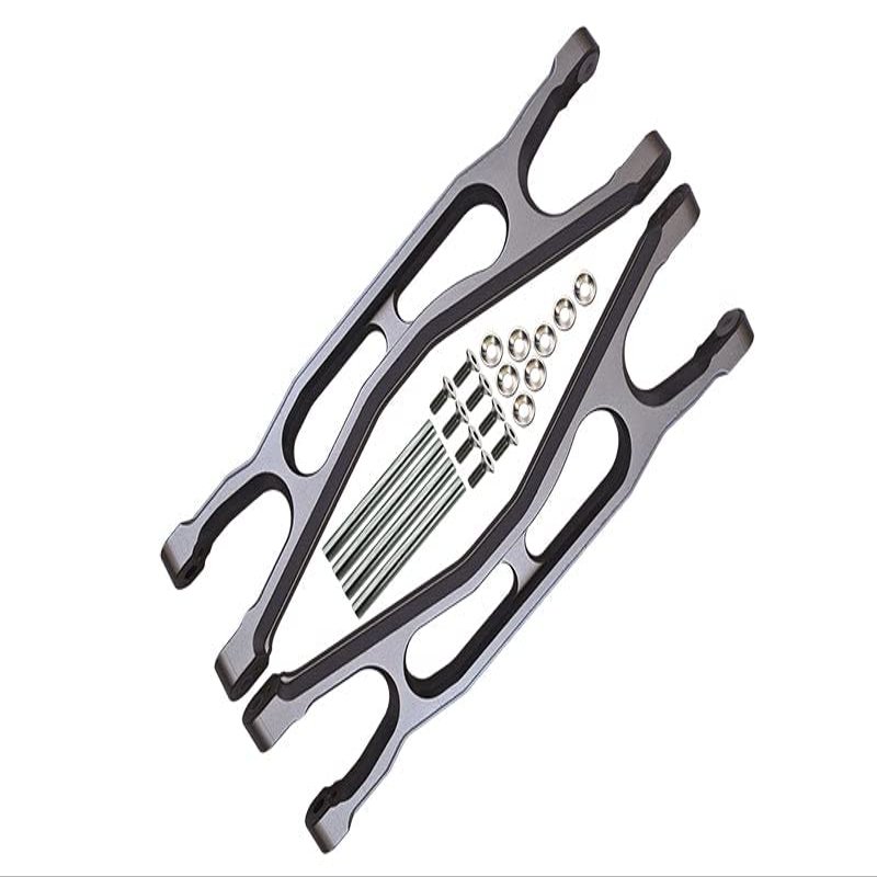 Aluminum 6061-T6 Front Or Rear Extended Upper Arms For Traxxas 1:5 X Maxx 8S With WideMAXX #7895 / XRT 8S Monster Truck Upgrades - Gray Silver