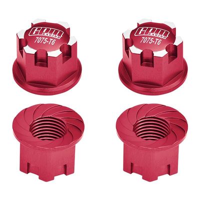 Aluminum 7075-T6 Wheel Lock for Traxxas 1:8 4WD Sledge / 1:5 X Maxx 6S / X Maxx 8S / XRT 8S / 1:6 Sand Car 8S / 1:10 E-Revo 2.0 VXL / 1:10 Maxx with WideMAXX - 4Pc Set Red