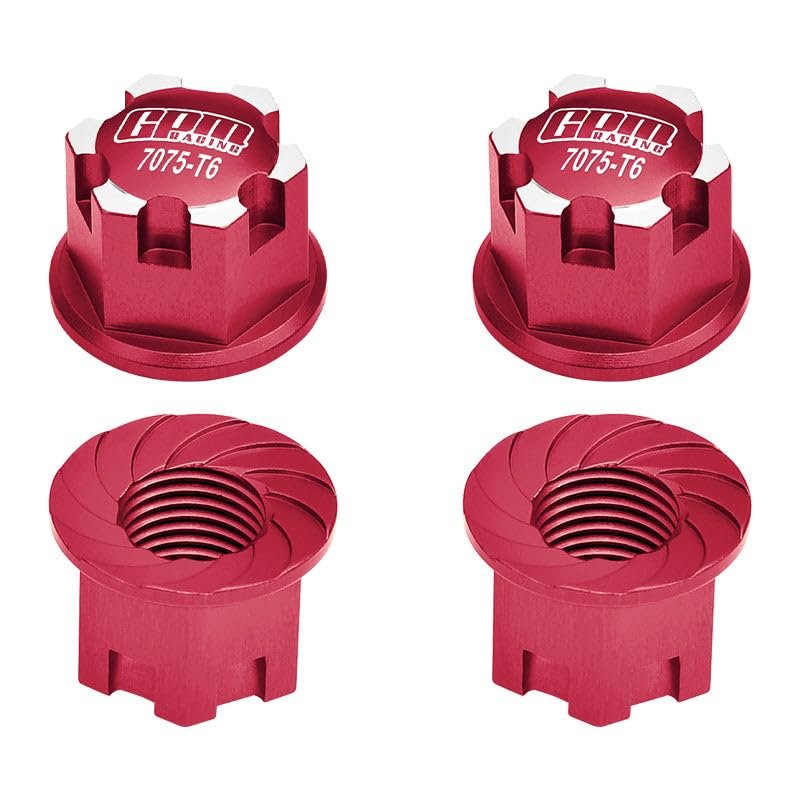 Aluminum 7075-T6 Wheel Lock for Traxxas 1:8 4WD Sledge / 1:5 X Maxx 6S / X Maxx 8S / XRT 8S / 1:6 Sand Car 8S / 1:10 E-Revo 2.0 VXL / 1:10 Maxx with WideMAXX - 4Pc Set Red