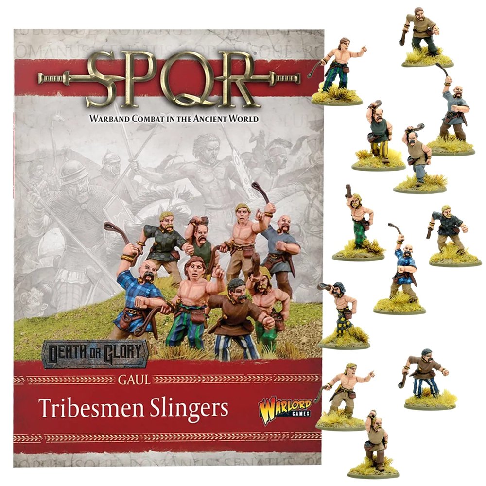 Wargames Delivered - Warlord Games SPQR - Gaul - Tribesmen Slingers. 28mm Miniatures Base, Roman and Greek Military Legion Miniatures for Wargames, and Roman War Games