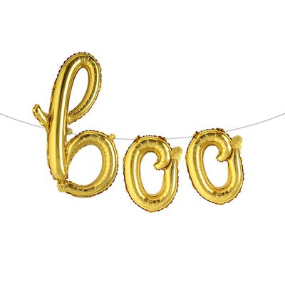16 inch Halloween Party Balloons,Black Boo Multicolor Aluminum Foil Banner Balloons for Halloween Party Decorations and Supplies (L BOO Gold)