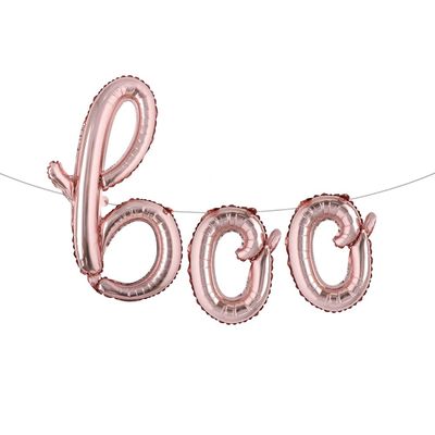 16 inch Halloween Party Balloons,Black Boo Multicolor Aluminum Foil Banner Balloons for Halloween Party Decorations and Supplies (L BOO Rose gold)
