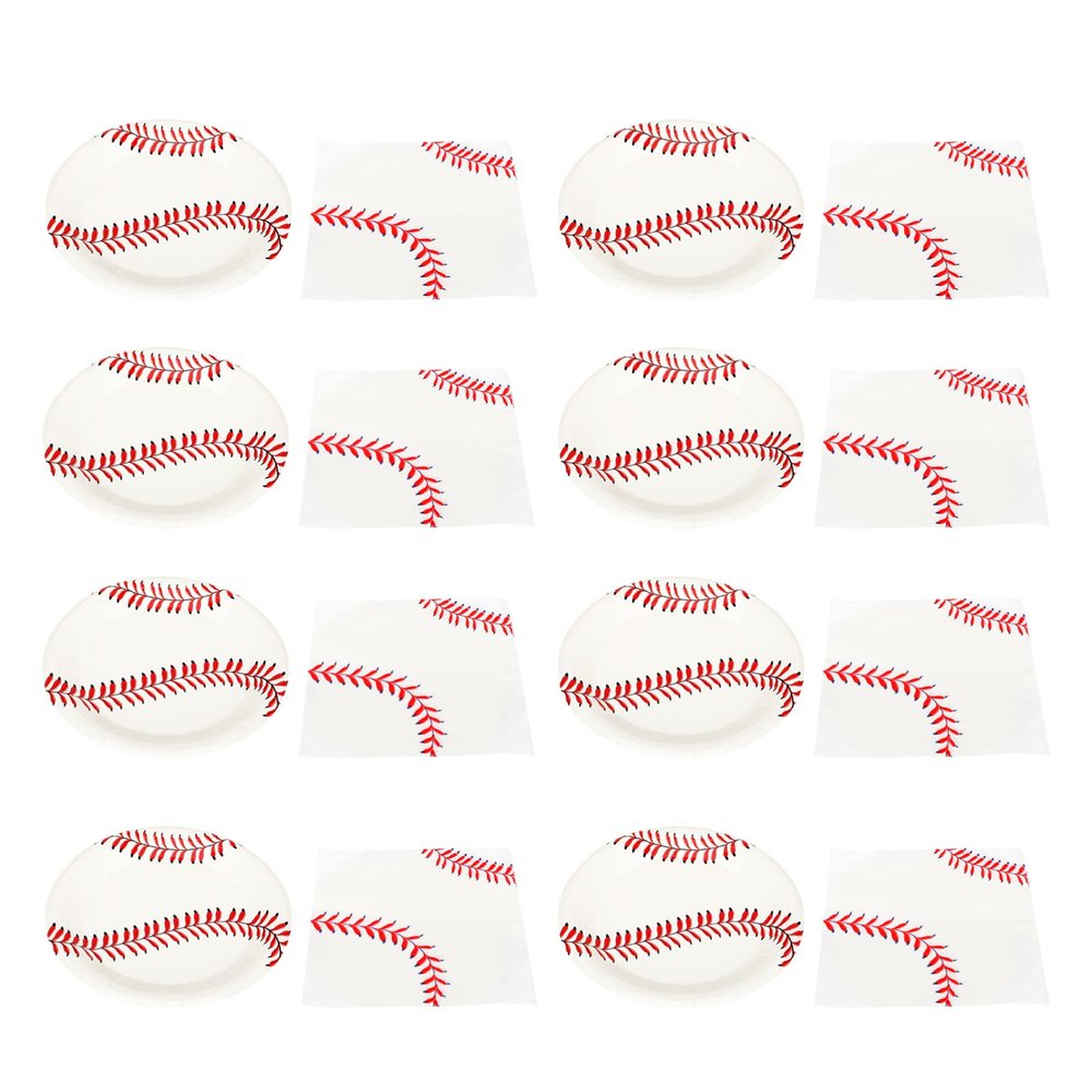 Didiseaon 1set Baseball Theme Party Disposable Tableware Paper Plates Napkins for Sports Birthday Celebrations for Baseball Decorations and Events
