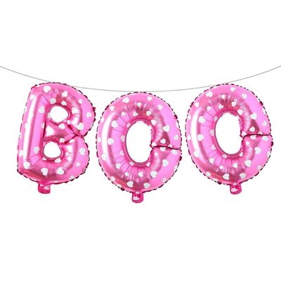 16 inch Halloween Party Balloons,Black Boo Multicolor Aluminum Foil Banner Balloons for Halloween Party Decorations and Supplies (BOO Pink Heart)