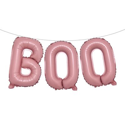 16 inch Halloween Party Balloons,Black Boo Multicolor Aluminum Foil Banner Balloons for Halloween Party Decorations and Supplies (BOO Pink)