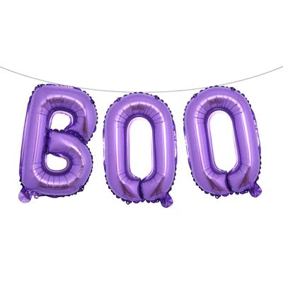 16 inch Halloween Party Balloons,Black Boo Multicolor Aluminum Foil Banner Balloons for Halloween Party Decorations and Supplies (BOO Purple)