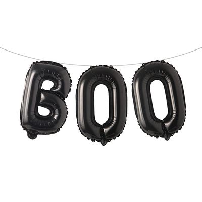 16 inch Halloween Party Balloons,Black Boo Multicolor Aluminum Foil Banner Balloons for Halloween Party Decorations and Supplies (BOO Black)