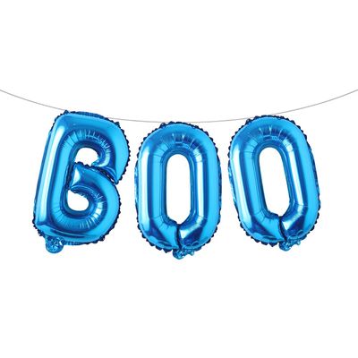 16 inch Halloween Party Balloons,Black Boo Multicolor Aluminum Foil Banner Balloons for Halloween Party Decorations and Supplies (BOO Blue)