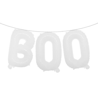 16 inch Halloween Party Balloons,Black Boo Multicolor Aluminum Foil Banner Balloons for Halloween Party Decorations and Supplies (BOO White)