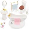 SAMCAMI Ceramic Dollhouse Furniture 1 12 Scale - Doll House Furniture Toys for Dollhouse Bathroom - Miniature Furniture Incl Toilet, Bathtub, Washbasin, Fluffy Carpet and Other Dollhouse Accessories view 1