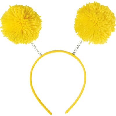 Pom Pom Headbopper - 9" x 4.25" (1 Count) - Fun & Festive Headwear for Events, Celebrations & Themed Parties, Yellow