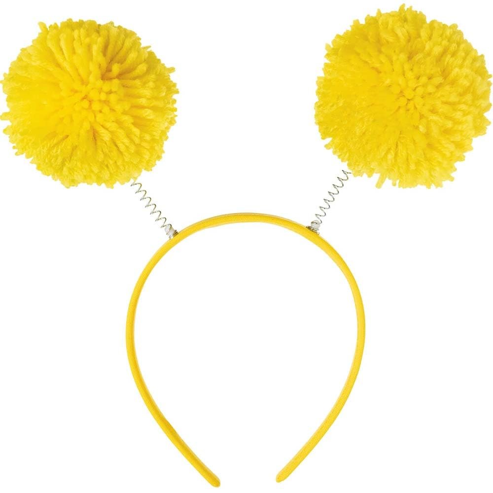 Pom Pom Headbopper - 9" x 4.25" (1 Count) - Fun & Festive Headwear for Events, Celebrations & Themed Parties, Yellow