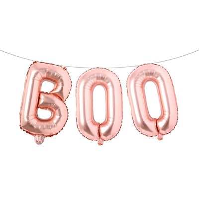 16 inch Halloween Party Balloons,Black Boo Multicolor Aluminum Foil Banner Balloons for Halloween Party Decorations and Supplies (BOO Rose Gold)