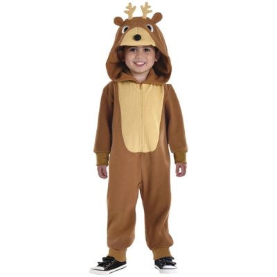 Adorable Reindeer Zipster Toddler (3-4) - Soft Brown & Cream - Perfect for Christmas Parties, Everyday Wear, or Costume Fun (1 Pc.)