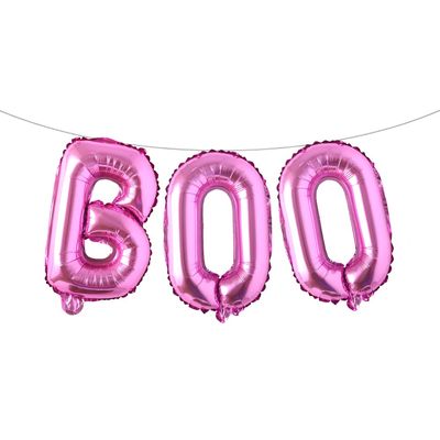 16 inch Halloween Party Balloons,Black Boo Multicolor Aluminum Foil Banner Balloons for Halloween Party Decorations and Supplies (BOO Rose Red)