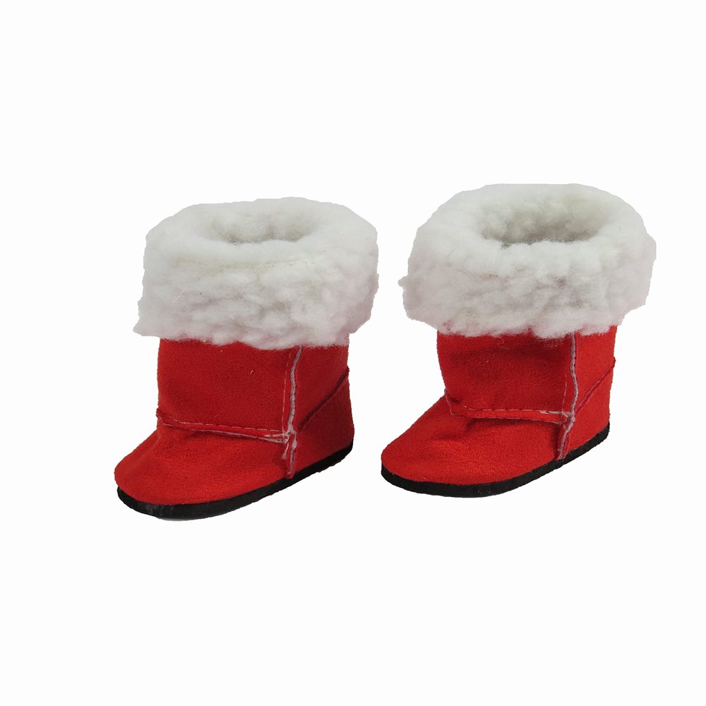 American Fashion World Red Boots with Faux Sheep Fur for 14 - 14.5 -Inch Dolls | Premium Quality & Trendy Design | Dolls Shoes | Shoe Fashion for Dolls for Popular Brands