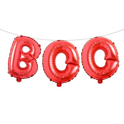 16 inch Halloween Party Balloons,Black Boo Multicolor Aluminum Foil Banner Balloons for Halloween Party Decorations and Supplies (BOO Red)