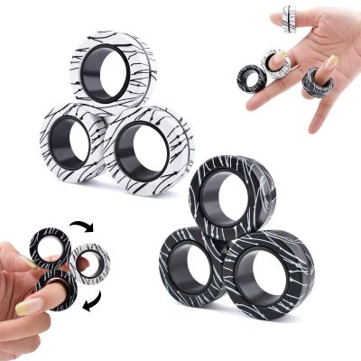 Cevioce 6 PCS Magnetic Rings Fidget Toys Set for Teens,ADHD Anxiety Magnetic Finger Spinner for Adults and Kids,Coolest Magnet Stress Relief Toy for 8 9 10 11 12+ Year Old Boys Girls